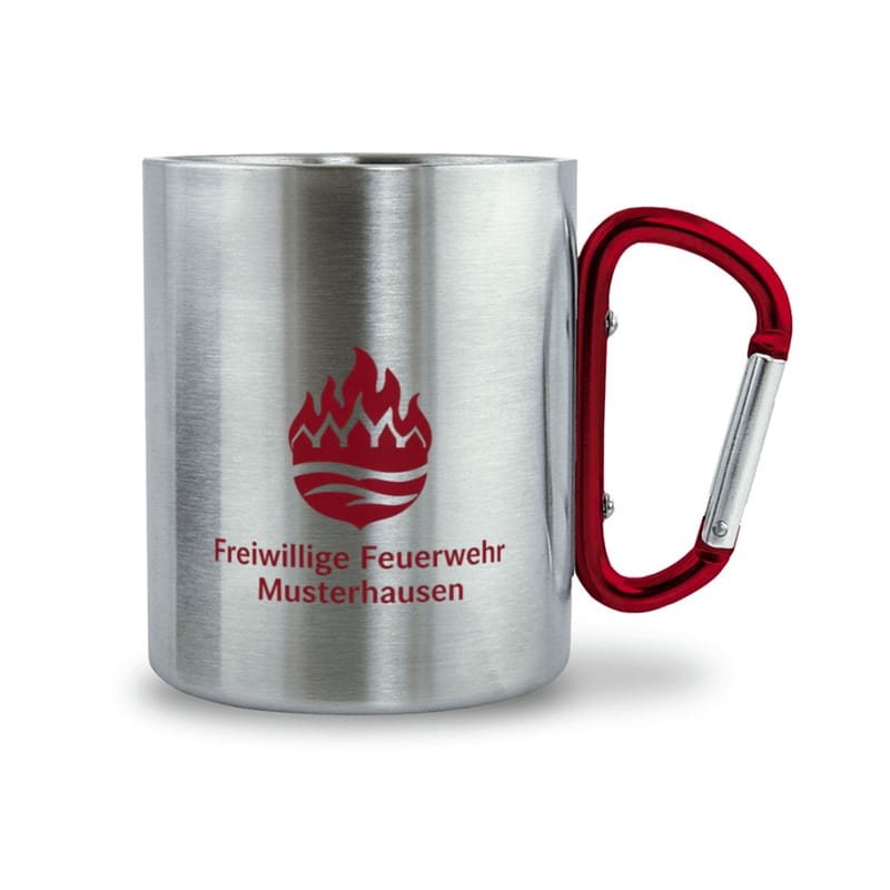Edelstahltasse mit Karabinergriff